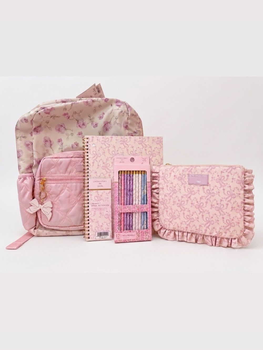 LoveShackFancy Ribbon Rosa Backpack, Accessory Case/Pencil Set